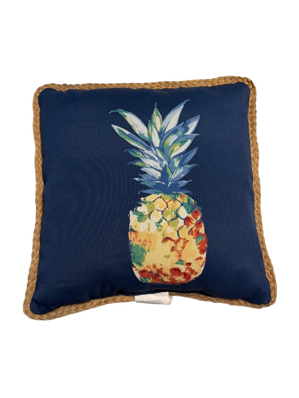 allen + roth Tropical Blue Square Pineapple Throw Pillow 15" X 15" Patio Dorm